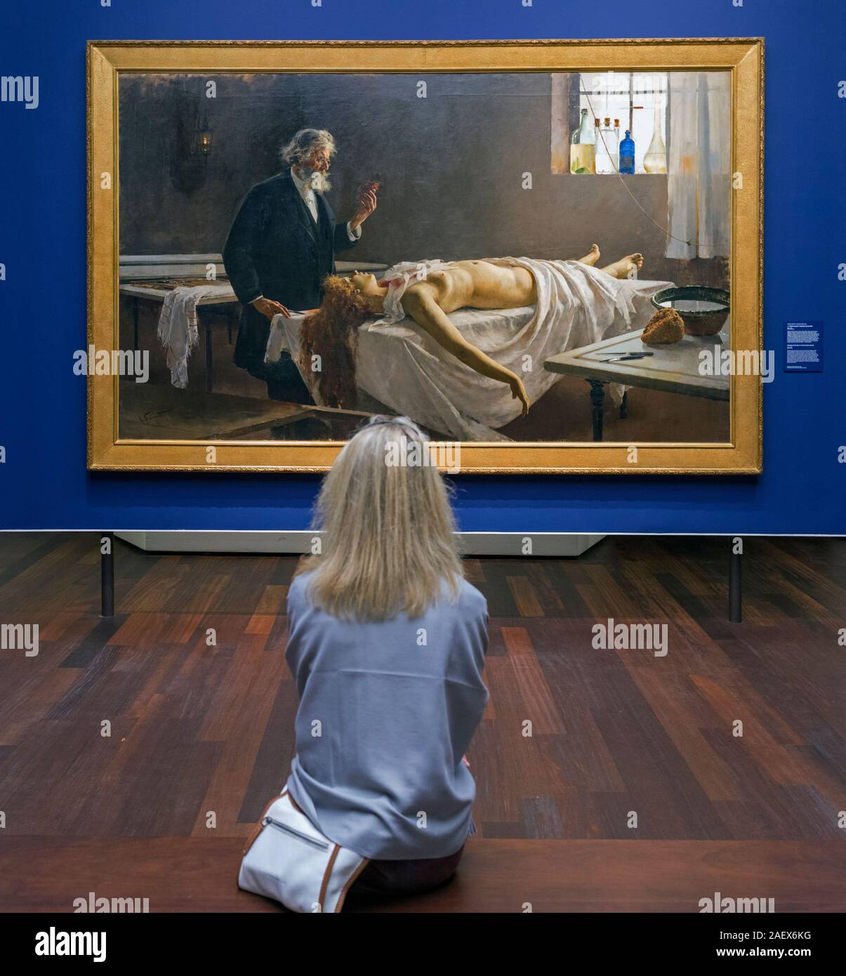 Affichage des visiteurs de l'anatomie/Cœur et elle avait un coeur par l'artiste espagnol Enrique Simonet Lombardo. Exposé dans le musée de Malaga dans le Palacio d Banque D'Images