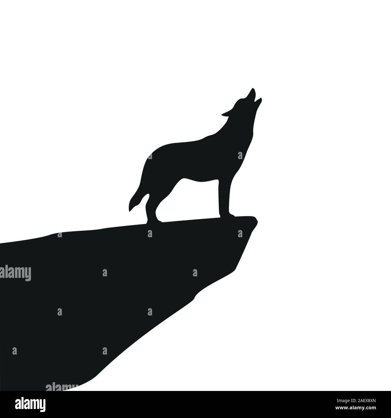 Loup hurlant silhouette sur fond blanc vector illustration EPS10 Illustration de Vecteur
