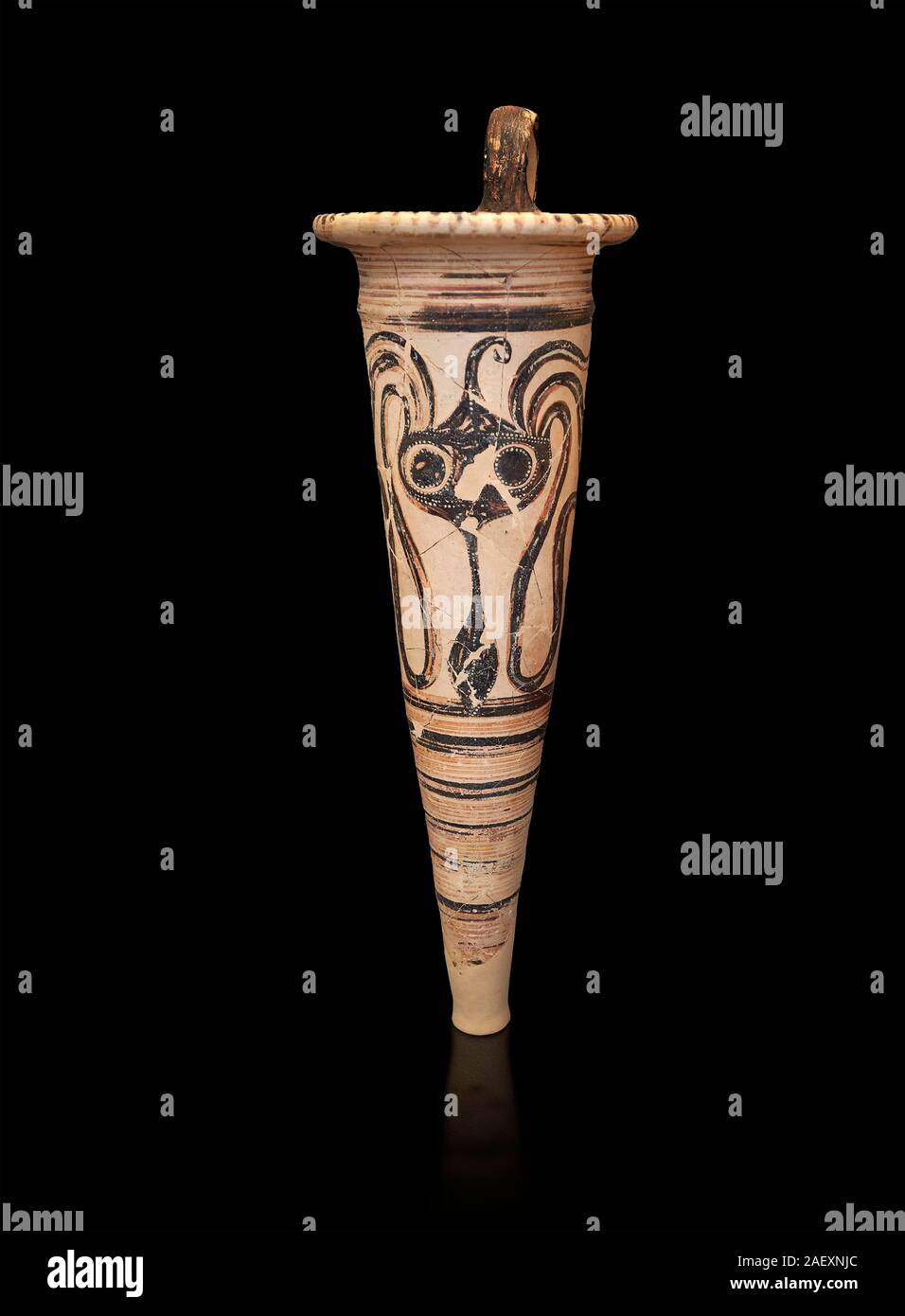 Conique mycénienne rhython avec une pieuvre design de la maison du marchand d'huile, Mycènes Acropole 14-13BC 100 thj. Musée Archéologique National Banque D'Images