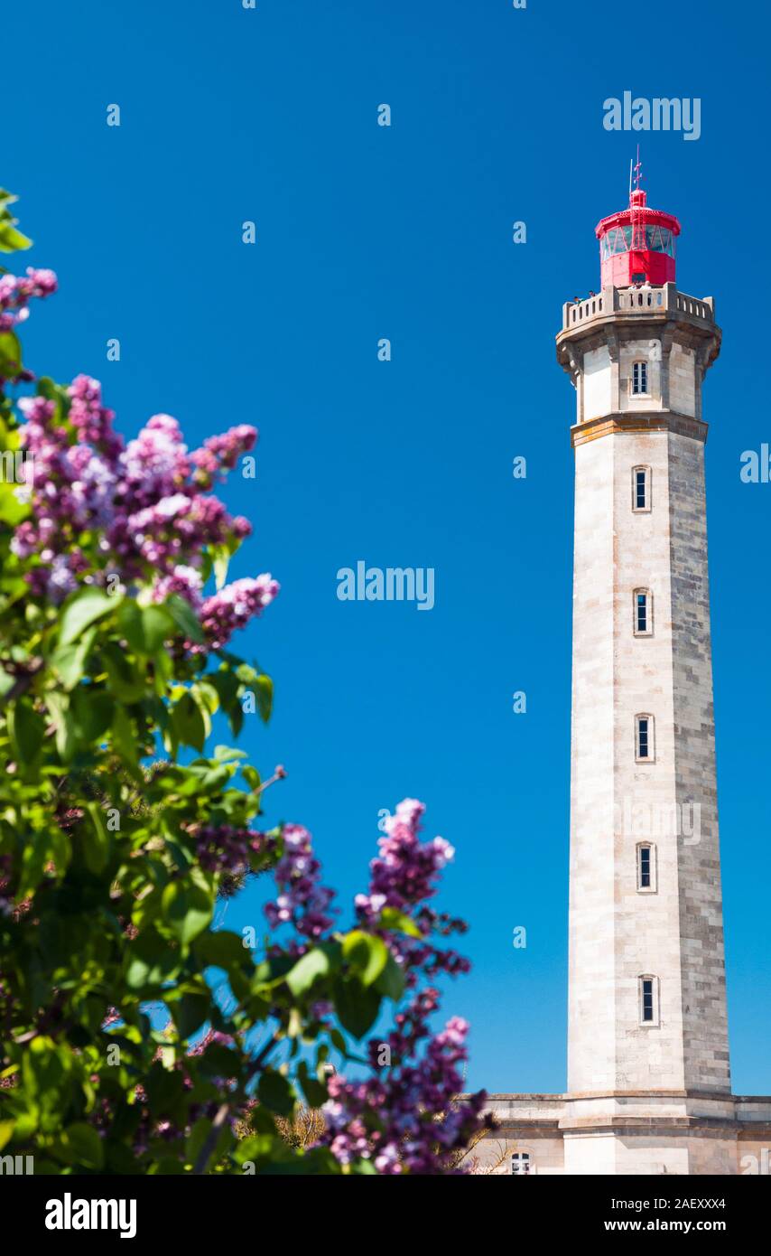 Phare des Baleines ou Phare des baleines, Saint Clement des baleines, île de Ré, Charente-Maritime (17), France. Banque D'Images