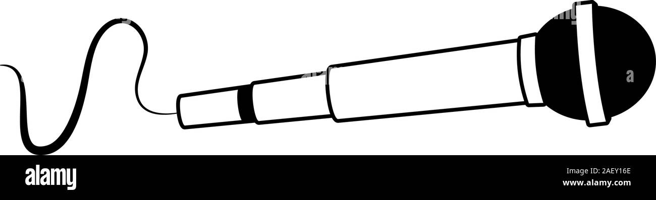 L'icône de microphone avec cordon, modèle plat Illustration de Vecteur