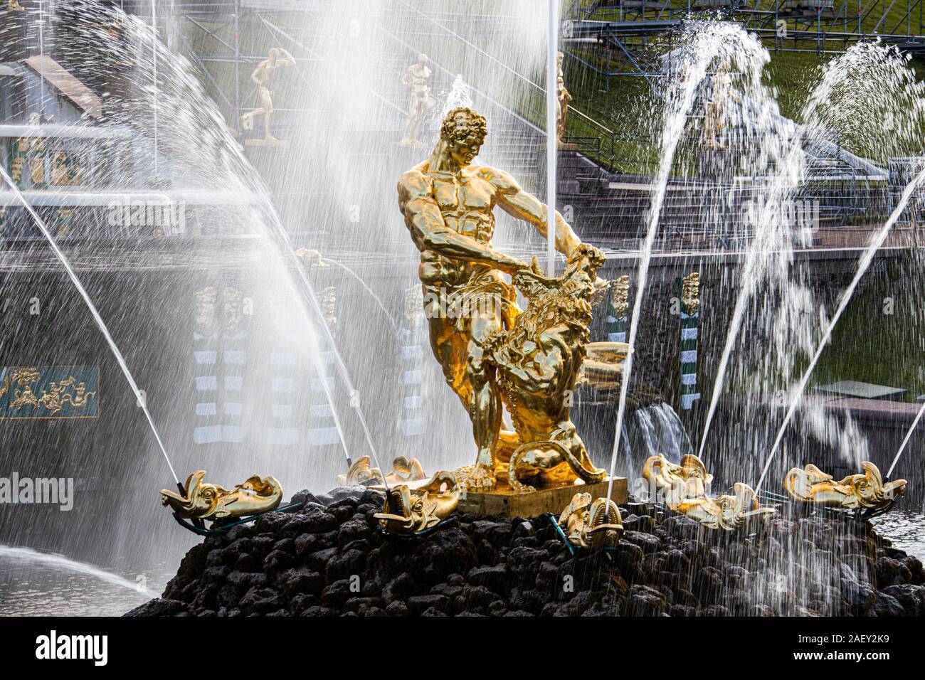 Fontaine Samson, Peterhof Palace, Saint Petersburg, Russie Banque D'Images