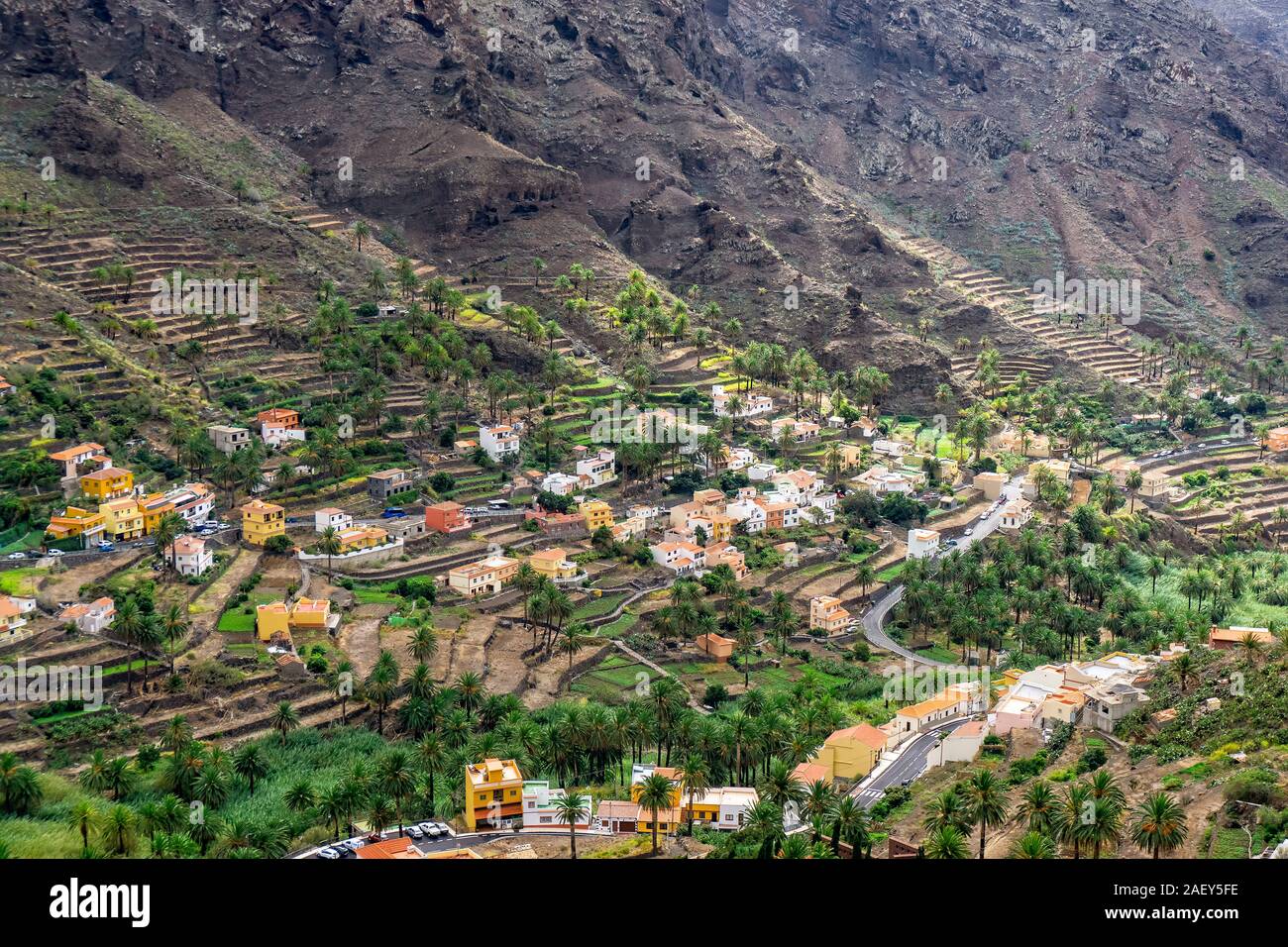 Le Valle Gran Rey sur l'île des Canaries La Gomera Banque D'Images