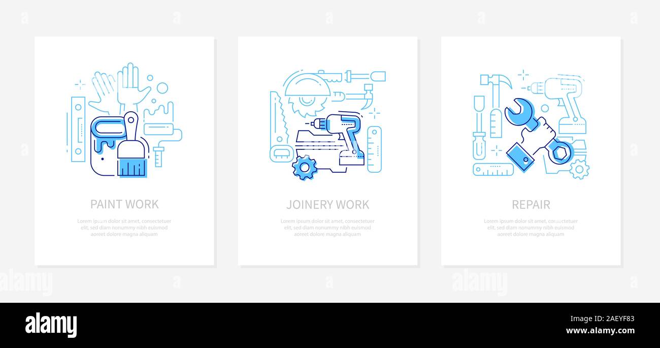 Service de réparation - ligne style design banners set Illustration de Vecteur