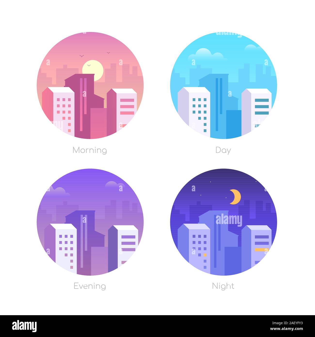 Jour Ville - ensemble d'éléments du vecteur de style design plat Illustration de Vecteur
