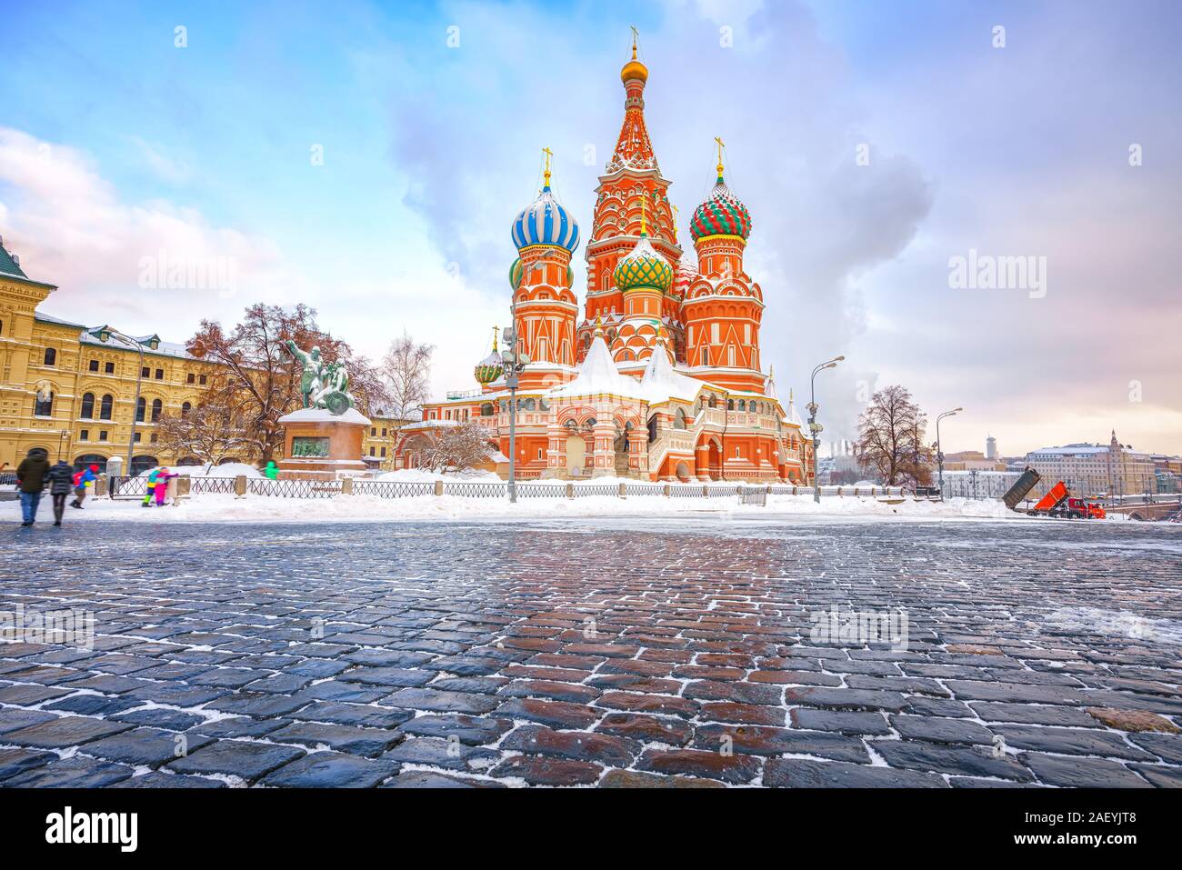 La Cathédrale Saint-Basile à Moscou à l'hiver Banque D'Images
