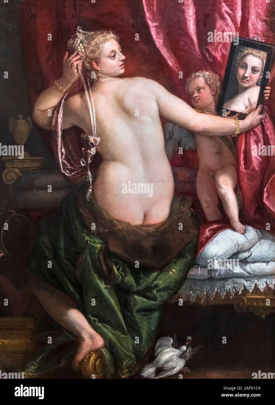 Vénus à sa toilette par Paolo Veronese (1528-1588), huile sur toile, c.1582 Banque D'Images