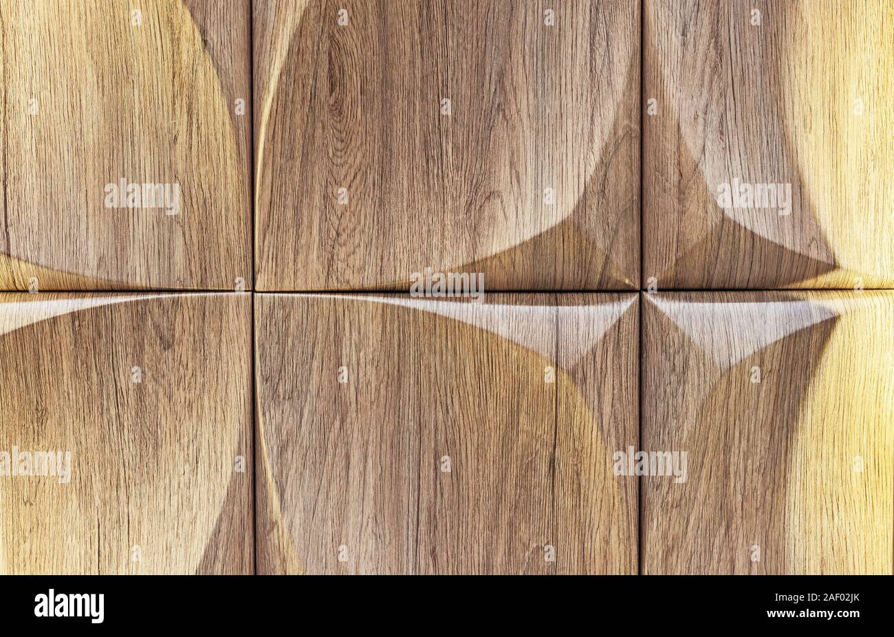 Panneau mural en bois avec effet 3D. Texture bois volumétrique. Banque D'Images