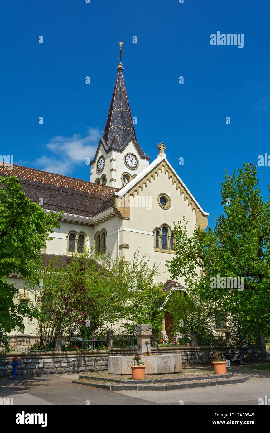 La Suisse, Canton de Fribourg, Plaffeien, Maria Geburt église paroissiale catholique, toute la ville est un site du patrimoine Suisse Banque D'Images