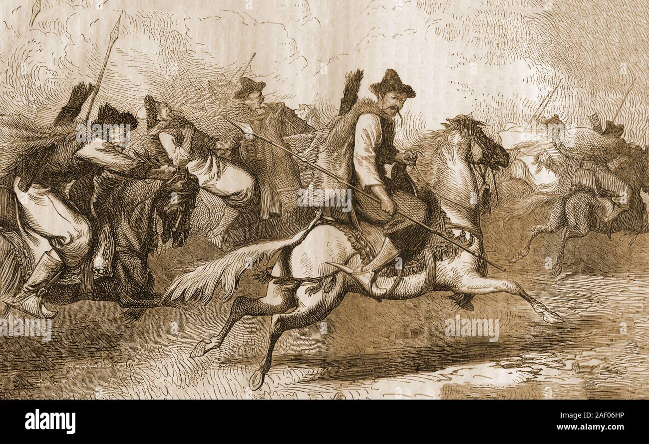 Une illustration historique montrant le tartre guerriers à cheval. Le mot a été utilisé par divers tartare nations unies pour décrire les habitants d'un grand nombre de régions de l'Asie y compris le Volga-Urals steppe, la mer Caspienne, le Caucase, la Sibérie, l'Asie intérieure, la Mongolie et la Mandchourie généralement connues comme '' Tartarie Banque D'Images