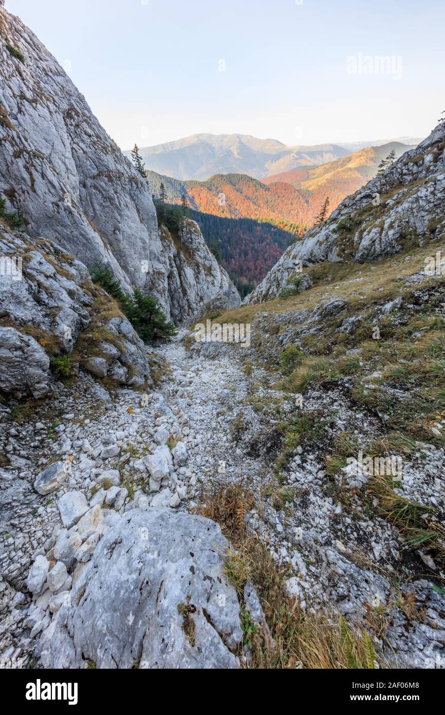 Paysage de montagne dans les montagnes Piatra Craiului, Roumanie Banque D'Images