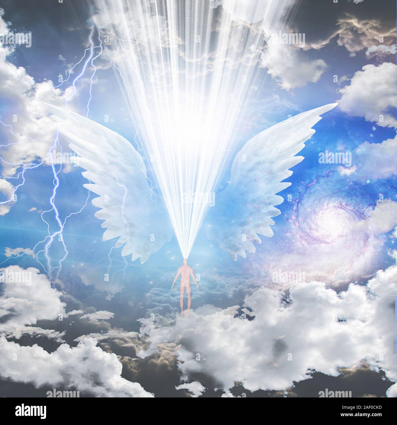 Etre Angelique La Lumiere Qui Sort De La Tete D Un Homme Photo Stock Alamy