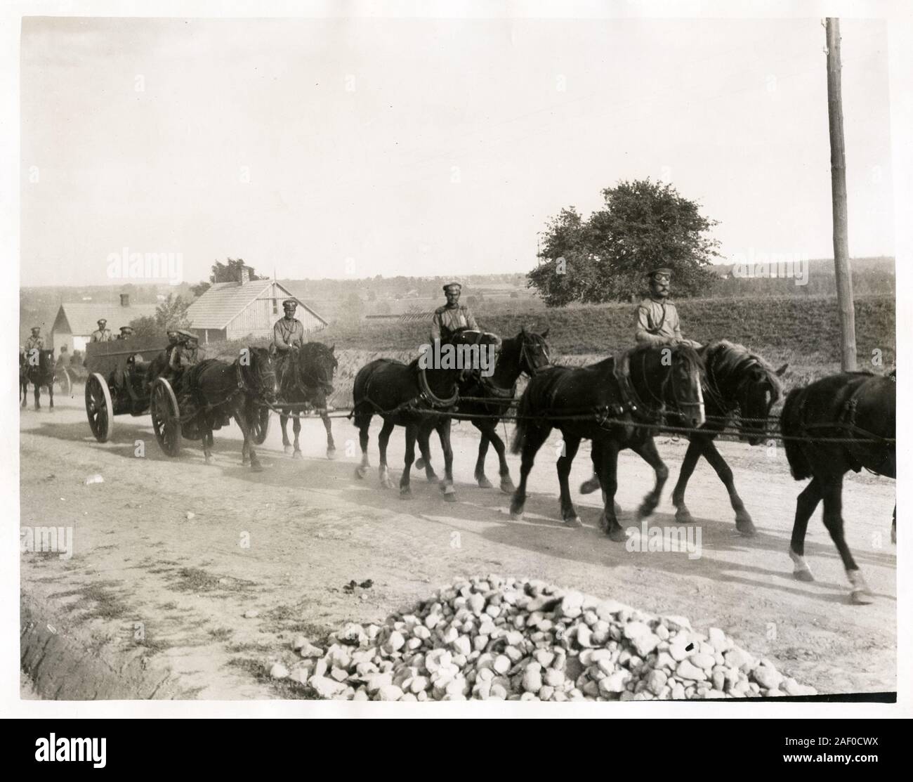 L'artillerie russe - un gros canon tirée par un cheval team World War I Banque D'Images