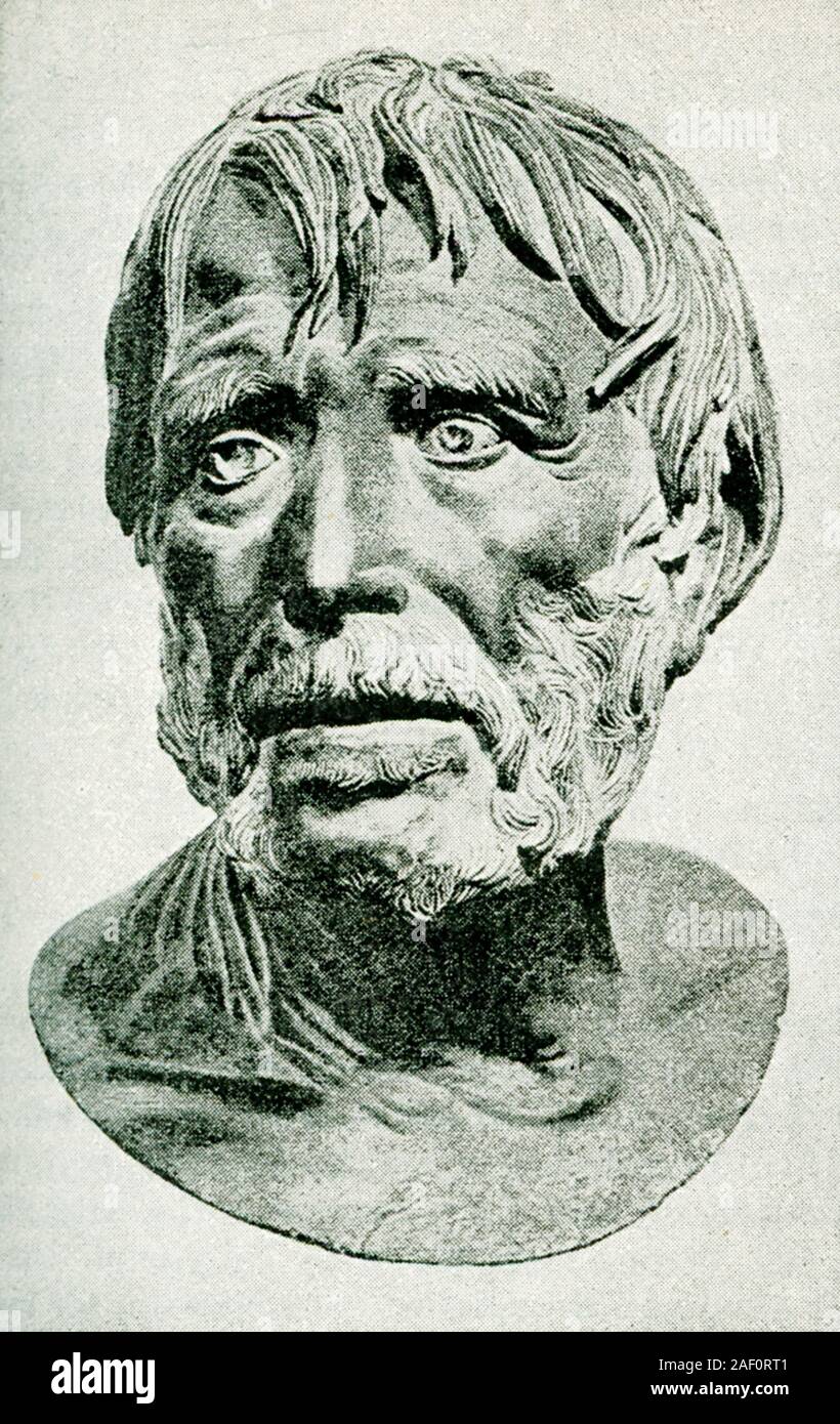1897 Cette illustration est un dessin d'un ancien buste de Sénèque (mort en 65 après J.-C.). Sénèque le Jeune, Lucius Annaeus Seneca pleinement et également connu simplement comme Sénèque, était un philosophe, homme d'état Romain, dramaturge, et, dans un seul travail et satirique de l'âge d'argent de littérature latine. Sénèque est né à Cordoue en Hispanie, et a grandi à Rome, où il a été formé à la rhétorique et la philosophie. Il est probablement mieux connu pour être un tuteur et conseiller de l'empereur Néron. Banque D'Images