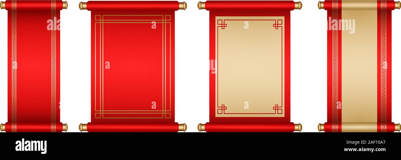 Ensemble de red défile avec emplacement pour un texte pour le nouvel an chinois et les jours fériés Illustration de Vecteur