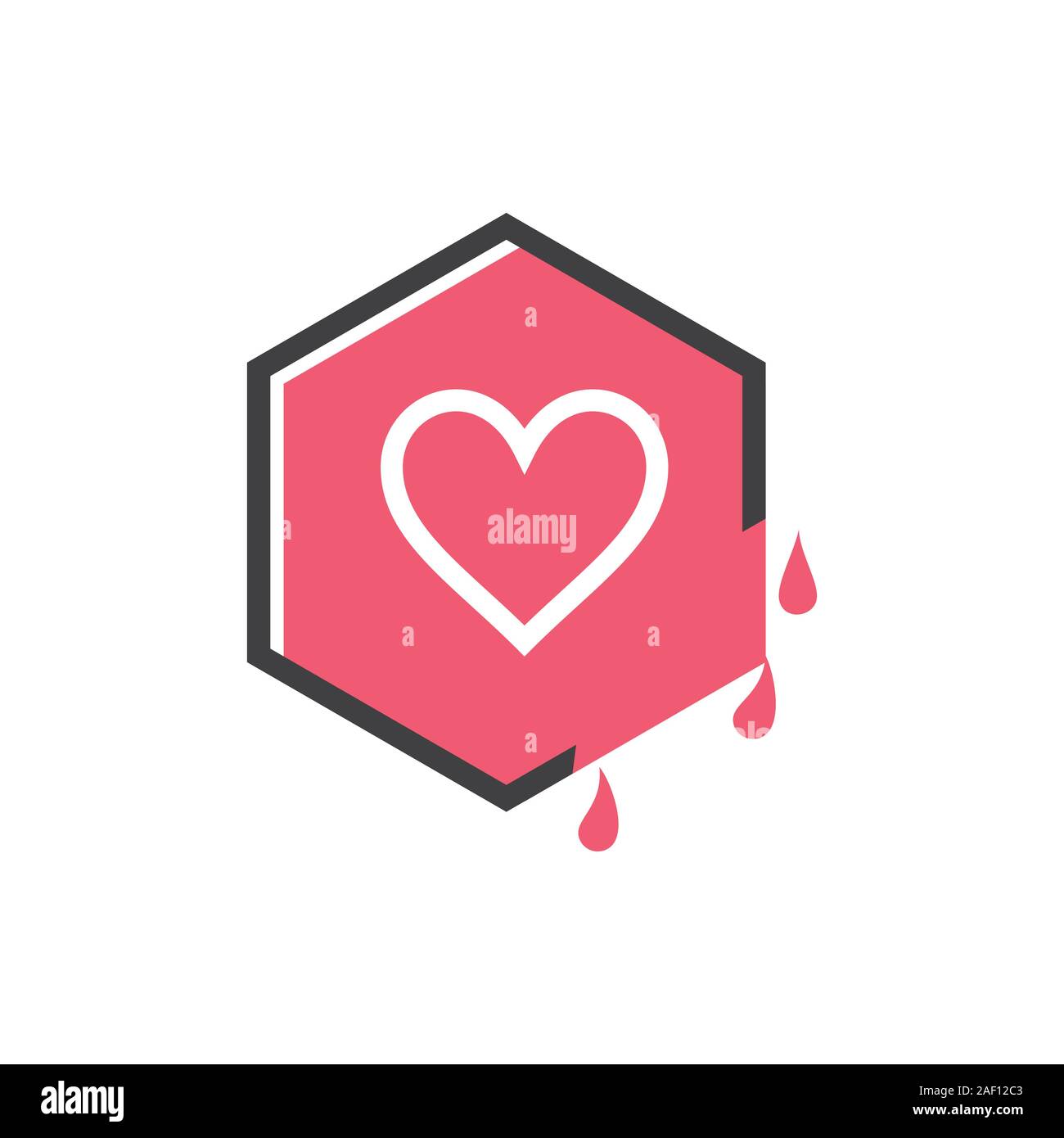 L'amour jus sucré logo hexagonal vector Illustration de Vecteur