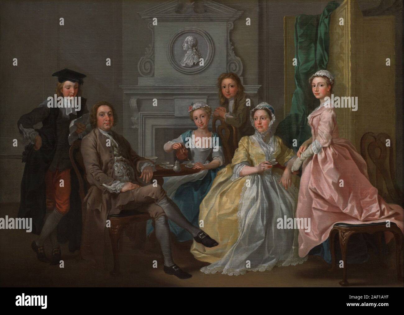 La Familia Tyers. Jonathan Tyers (1702-1767) y su familia. Pintura realizada por Francis Hayman (1708-1776). Oleo sobre lienzo, signé en 1740. National Portrait Gallery. Londres. Inglaterra. Banque D'Images