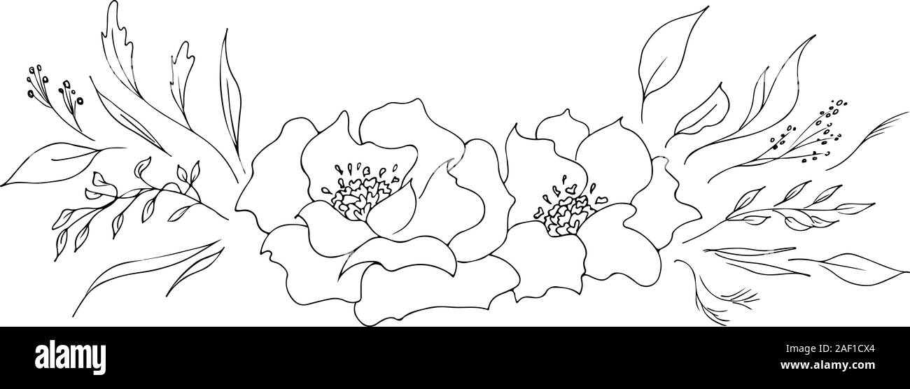 Dessinés à la main, gravée abstract orchid. Fleurs rétro contour main orchidée, grande conception pour tout usage. Contours vecteur. Arrière-plan de la nature. Scieries de pla Illustration de Vecteur