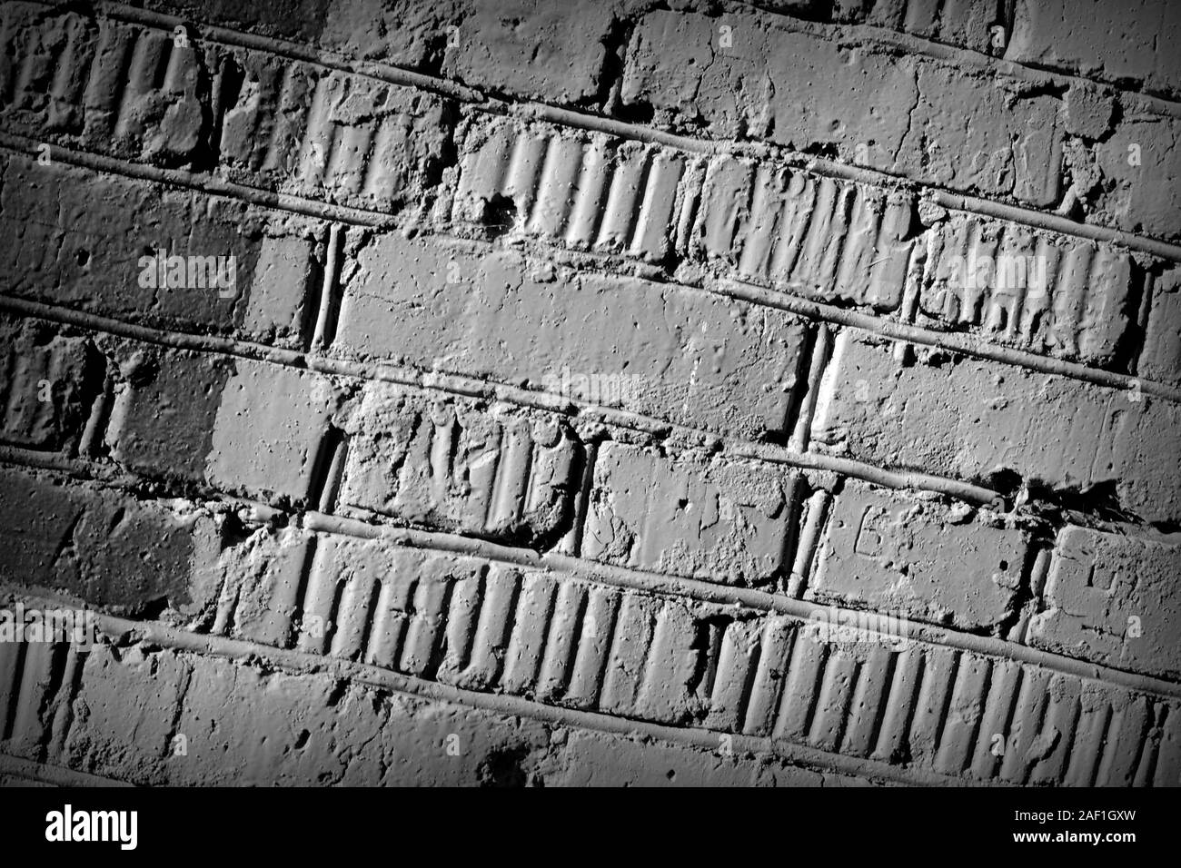 La texture du mur de vieilles briques de près. Résumé fond monochrome Banque D'Images
