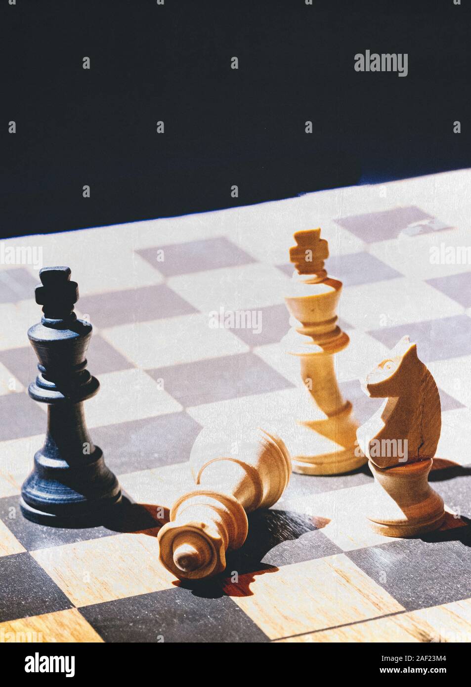 Pièces des échecs blancs sur un échiquier ( creative ) Banque D'Images