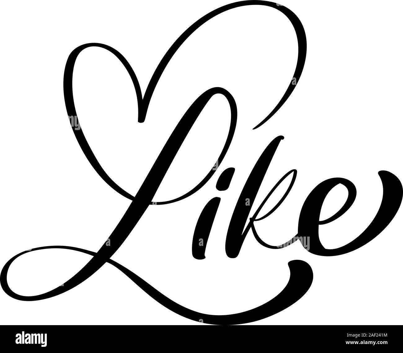 Hand drawn vector lettres calligraphiées texte comme avec coeur sur les médias sociaux, blog, vlog, web, bannière, carte de visite, imprimer Illustration de Vecteur