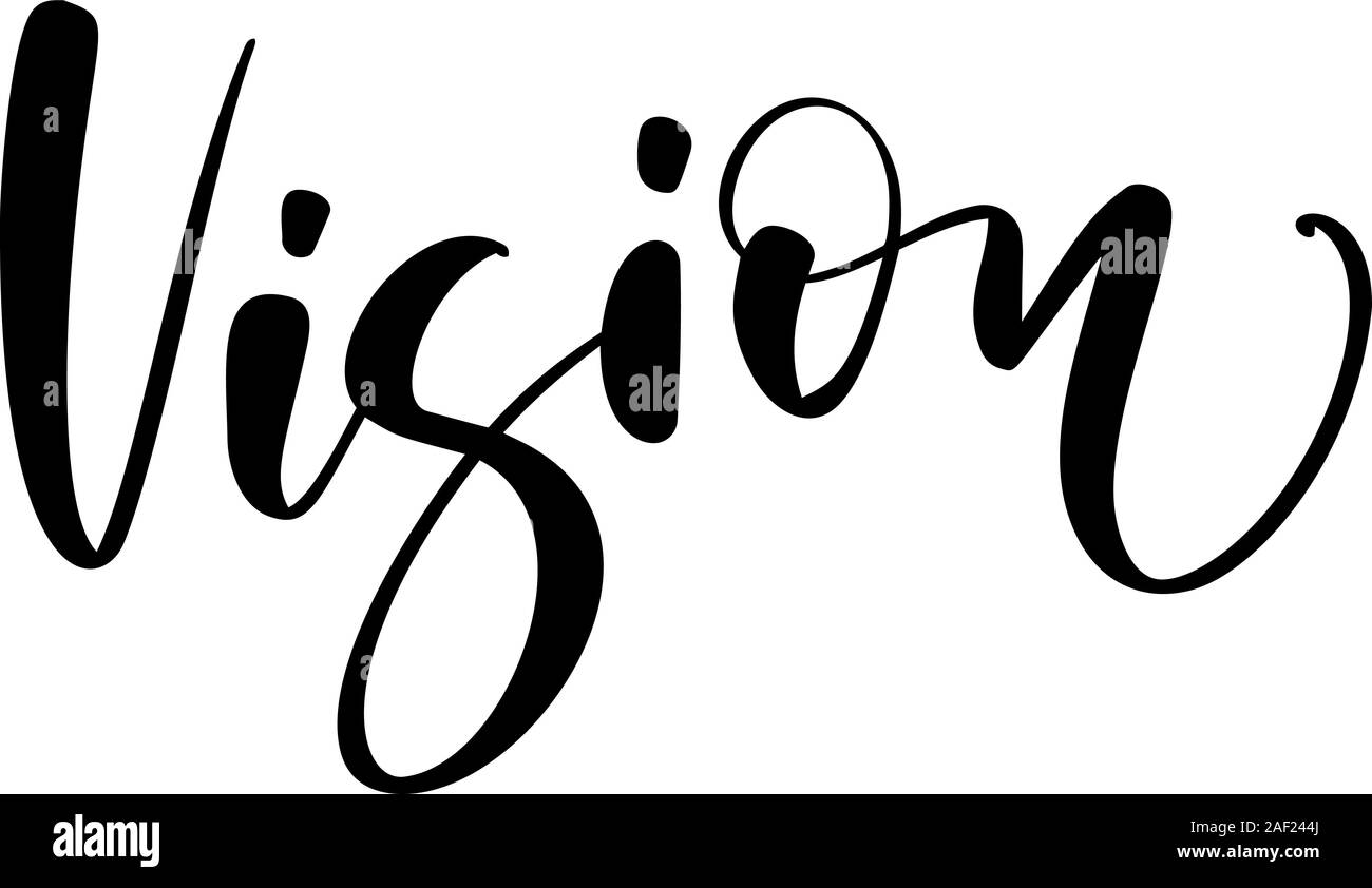 Vector Vision dessinés à la main, la calligraphie du texte. Concept d'entreprise logo de la marque de l'usage, sur un fond blanc. Il suffit de placer votre propre nom de marque Illustration de Vecteur