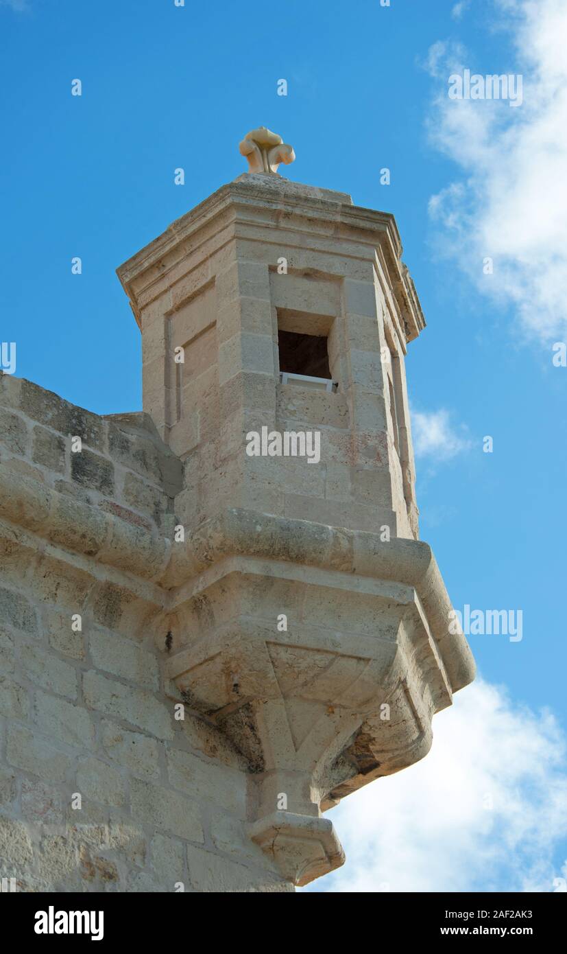 Poste de garde sur le fleuve Angelo Fort, Birgu, Malte Banque D'Images