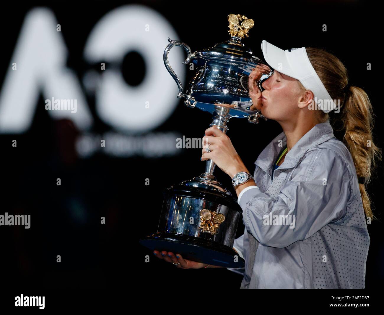 Caroline Wozniacki : Simona défaites pour gagner l'Open d'Australie 2018 grand slam championship Banque D'Images