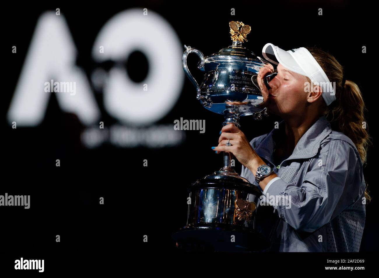 Caroline Wozniacki : Simona défaites pour gagner l'Open d'Australie 2018 grand slam championship Banque D'Images