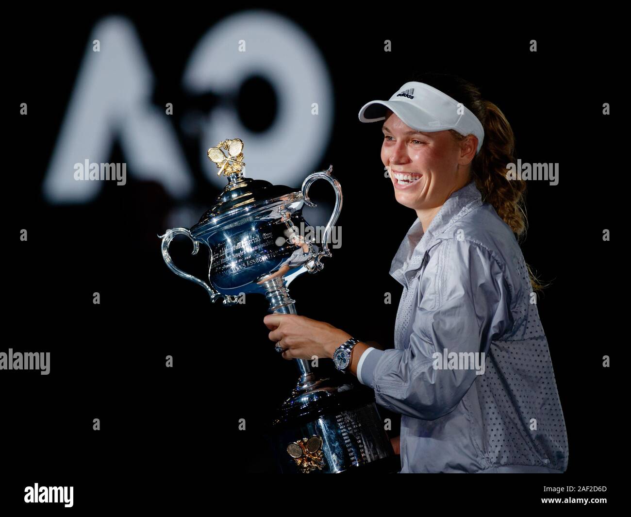 Caroline Wozniacki : Simona défaites pour gagner l'Open d'Australie 2018 grand slam championship Banque D'Images
