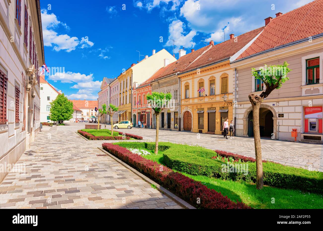 Street dans la vieille ville de Varazdin Croatie Banque D'Images