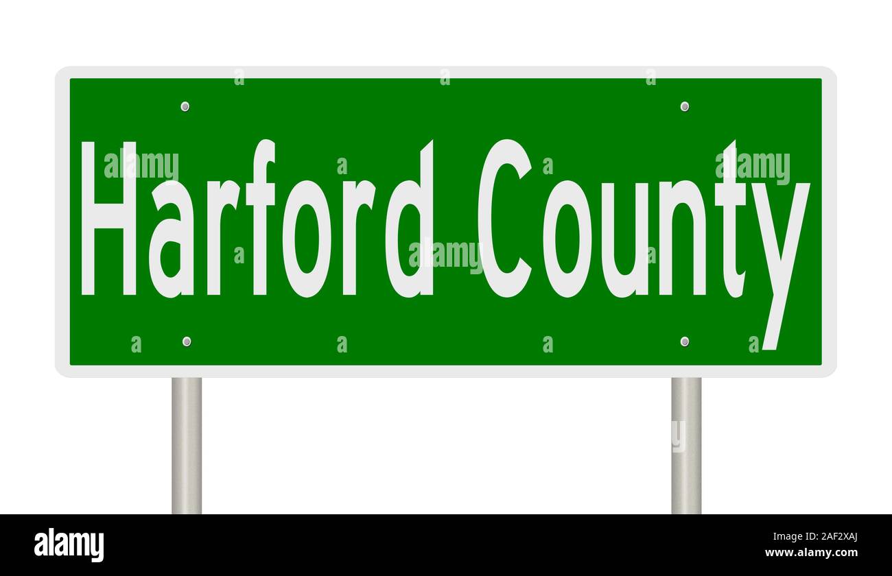 D'un rendu 3d vert panneau routier pour le comté de Harford Banque D'Images