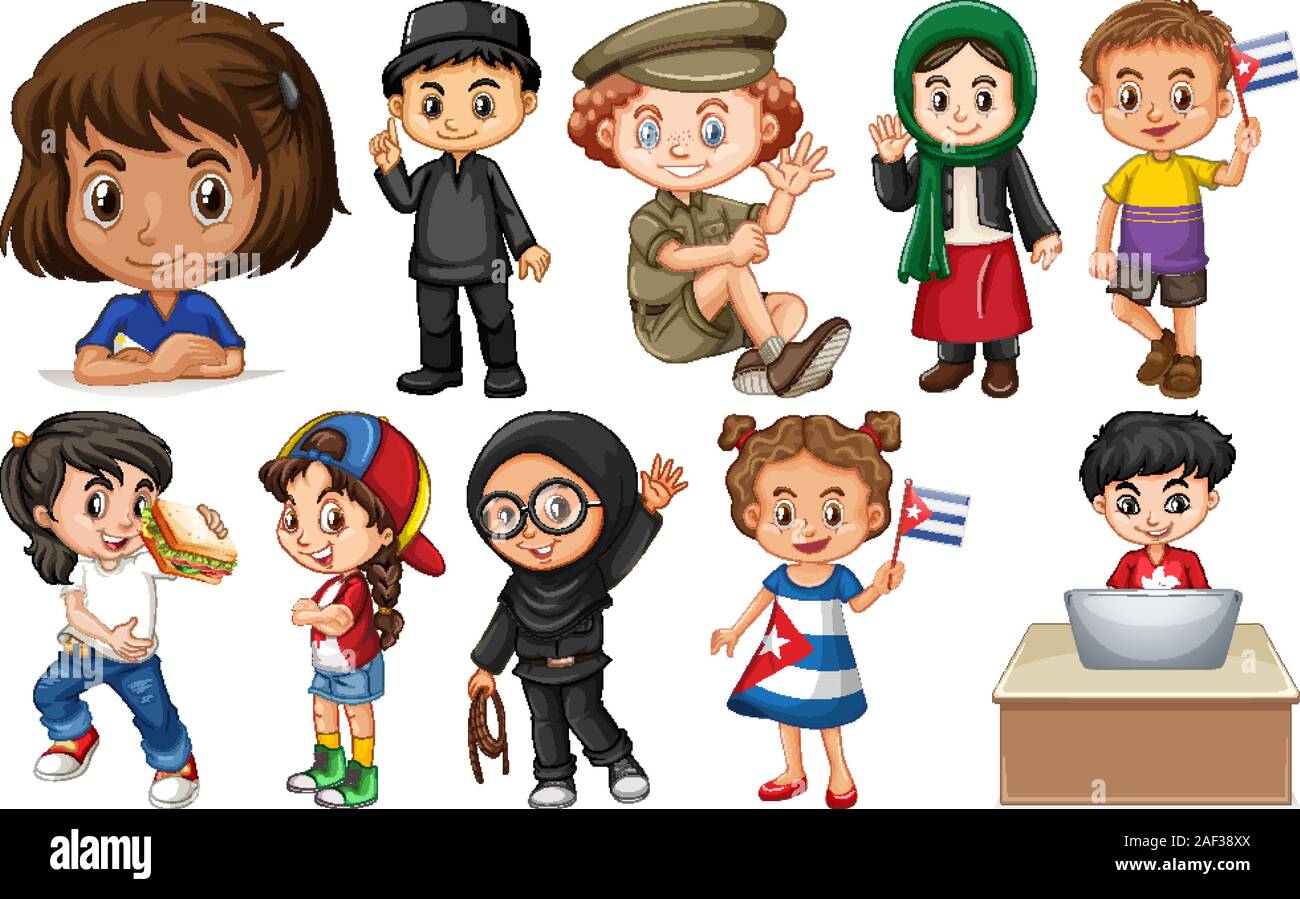 Groupe d'enfants de différents pays illustration Image Vectorielle ...