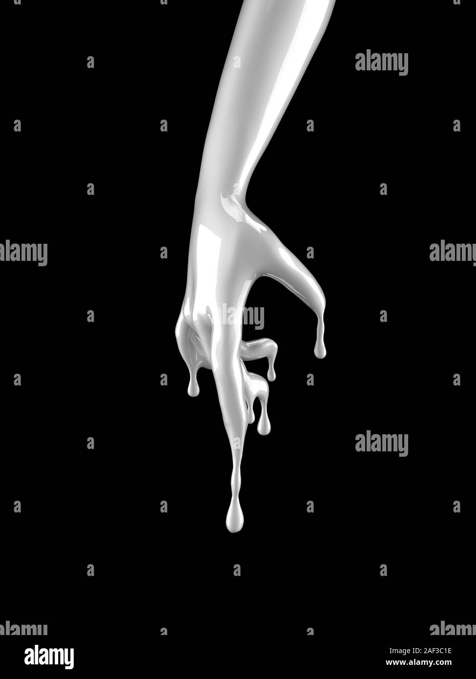 Splash de lait la main. Rendu 3D, 3d illustration. Banque D'Images