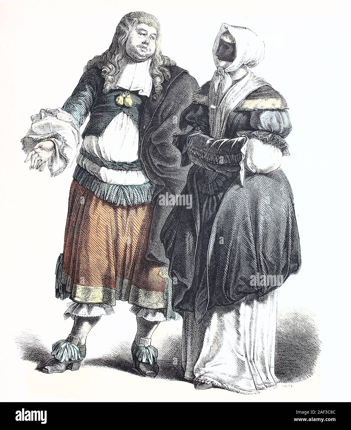 Costume national, des vêtements, de l'histoire du costume, costume national civil néerlandais, environ en 1670-1700, Volkstracht, Kleidung, Geschichte der Kostüme, Bürgertracht niederländische, ca 1670-1700 Banque D'Images