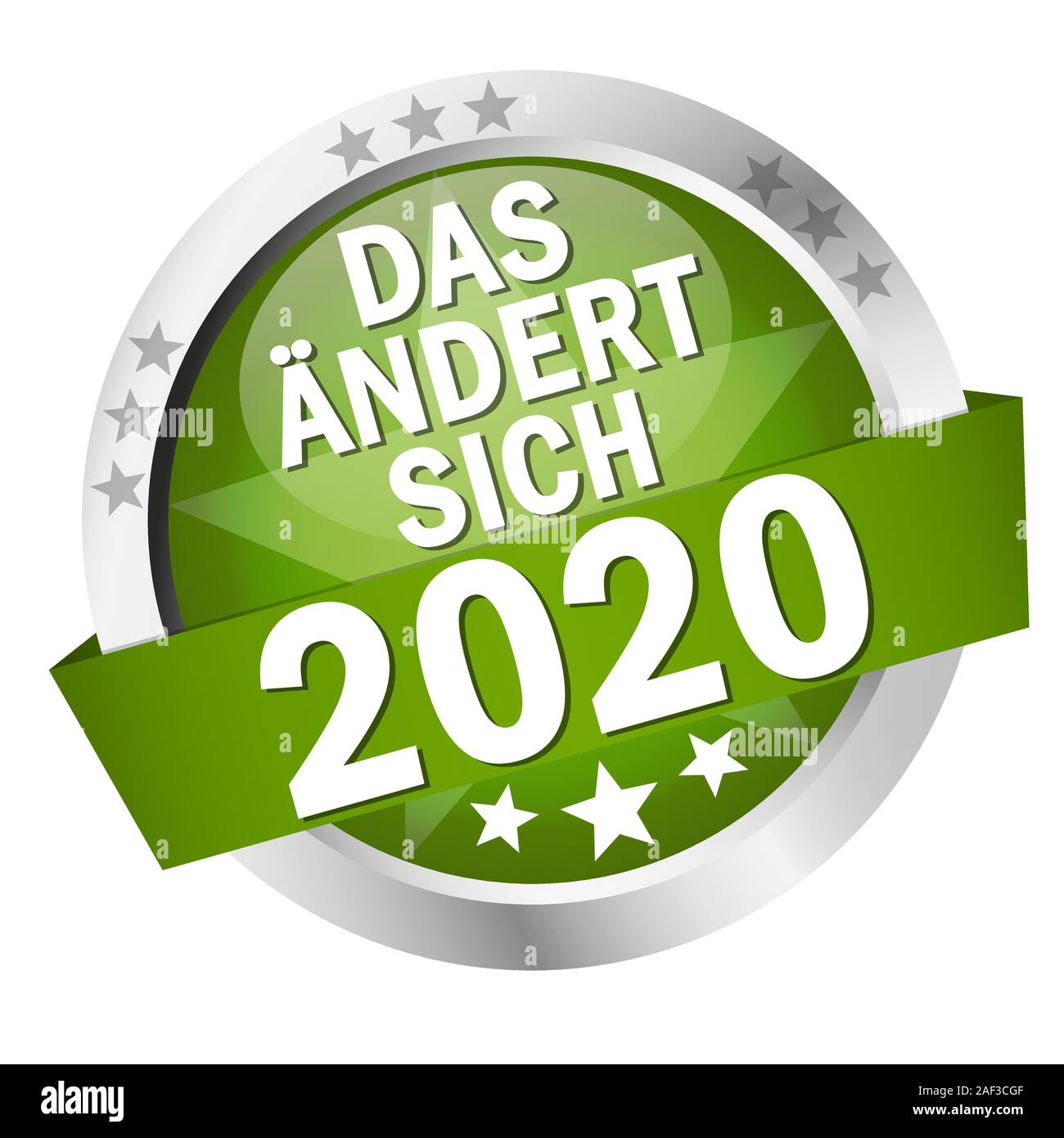 Vecteur EPS 10 avec bouton couleur ronde avec des bannières et du texte que les changements de 2020 (en allemand) Illustration de Vecteur