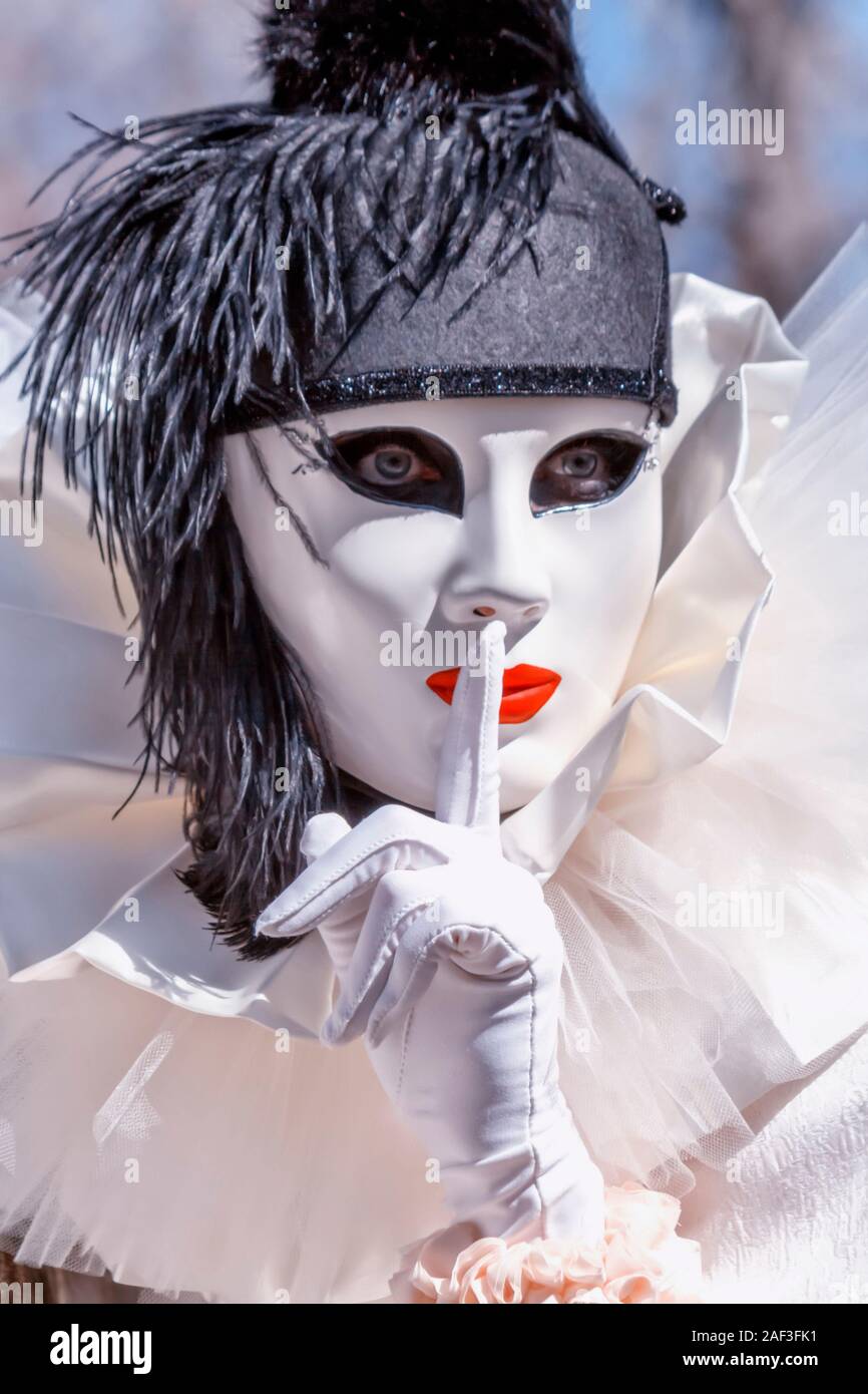 Pierrot au carnaval Vénitien à Annecy (France) Banque D'Images