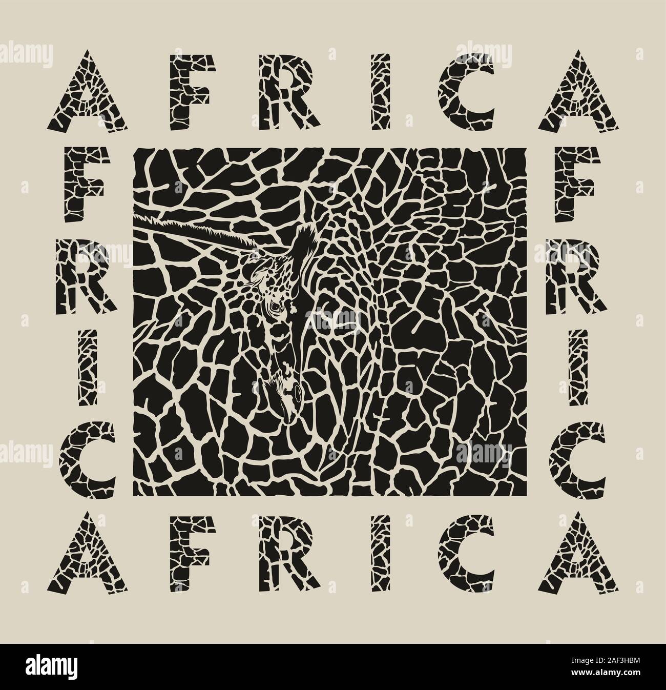 Fond noir et l'Afrique texte girafe Illustration de Vecteur
