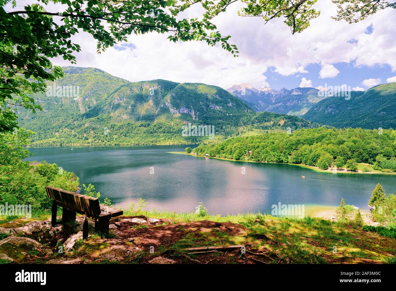 Audience à lac de Bohinj en Slovénie Banque D'Images