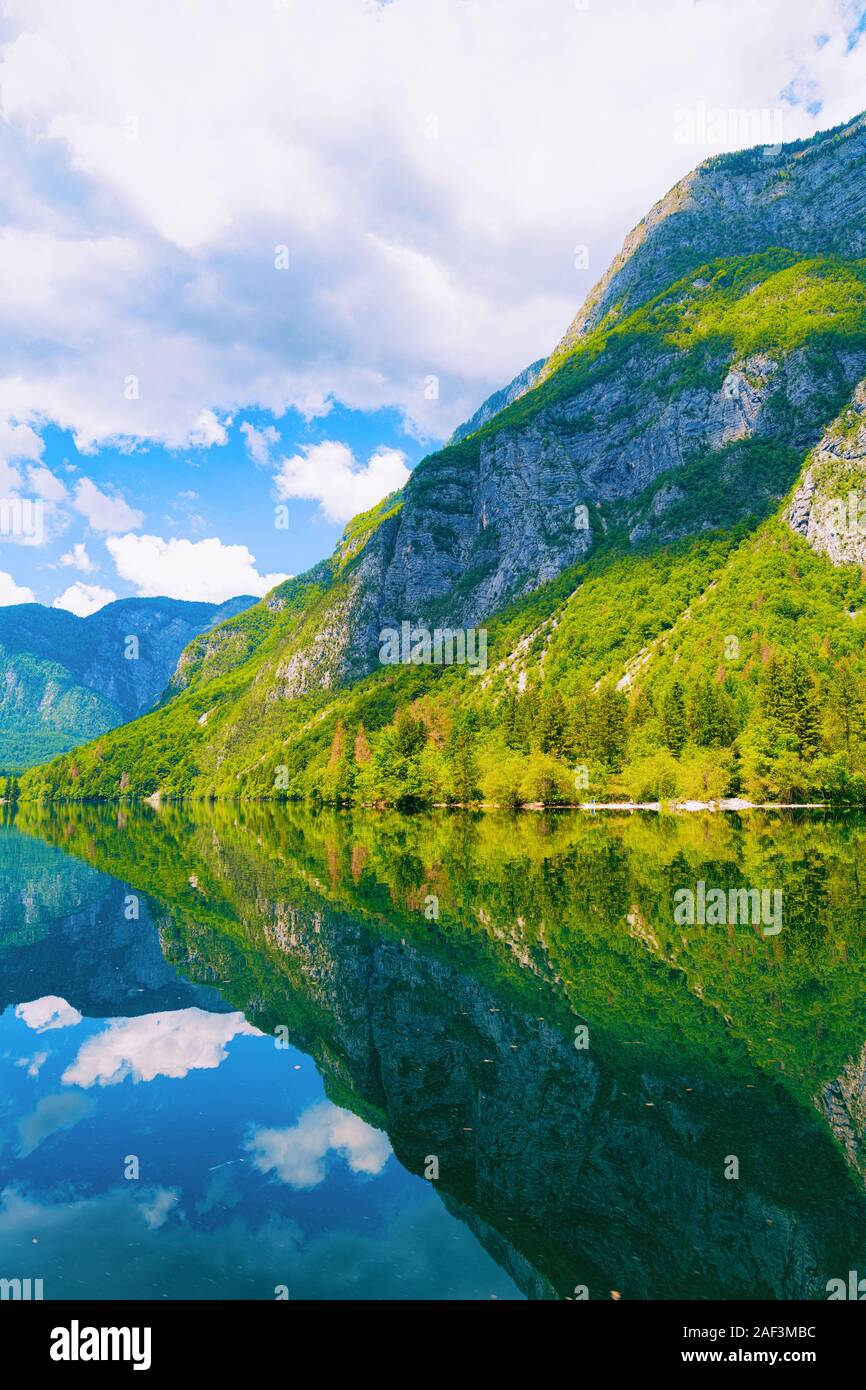 Paysage lac de Bohinj en Slovénie Banque D'Images