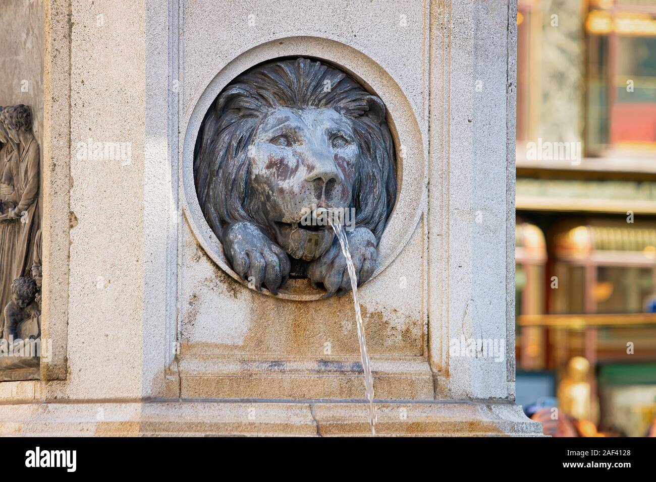 Lion de Leopoldsbrunnen fontaine sur la rue Graben à Vienne Banque D'Images