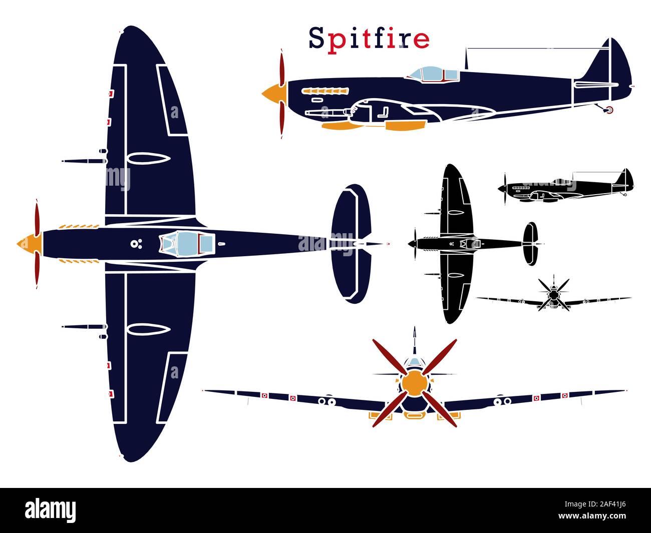 Supermarine Spitfire avion WWII sans contour. Illustration de Vecteur