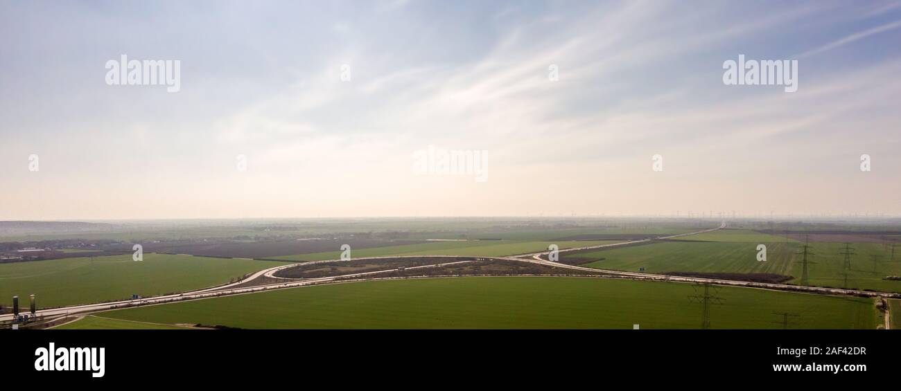 Panorama d'un triangle d'autoroute Banque D'Images