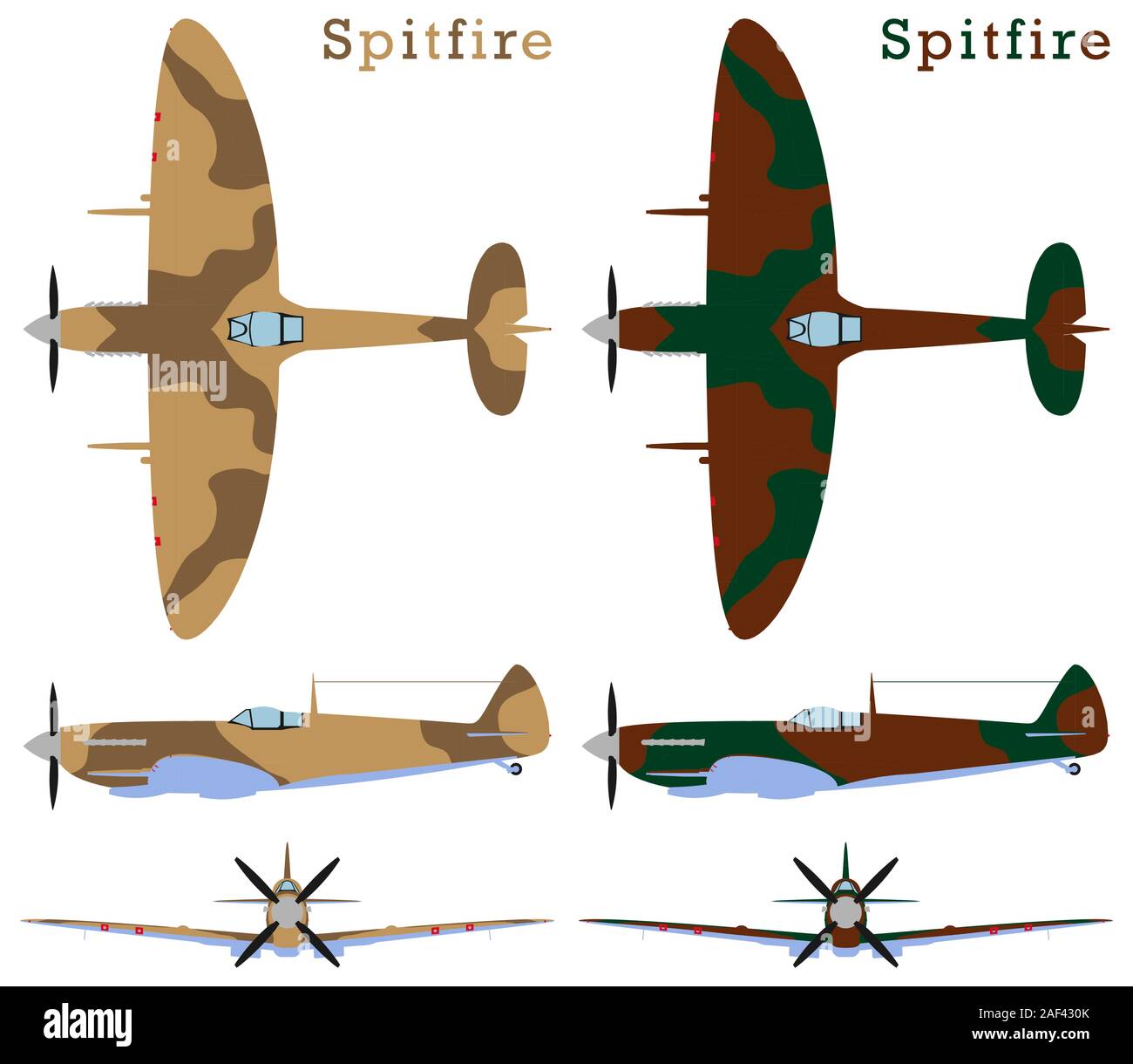 Supermarine Spitfire avion WWII et camoufle. Illustration de Vecteur