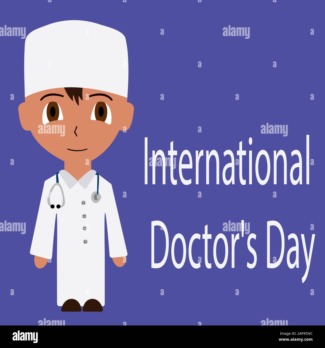 Cartoon médecin homme. Journée internationale des médecins à plat isolé. vector illustration Illustration de Vecteur