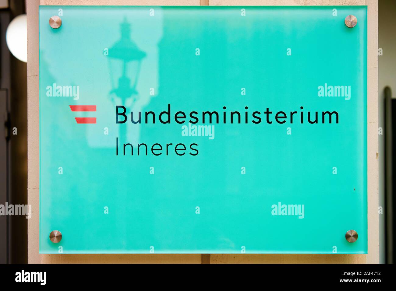 Plaque de rue Bundesministerium fur Inneres à Vienne en Autriche Banque D'Images