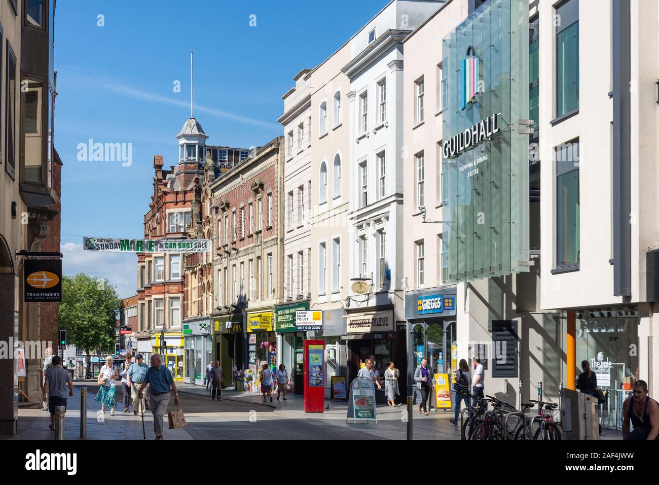 High Street, Exeter, Devon, Angleterre, Royaume-Uni Banque D'Images