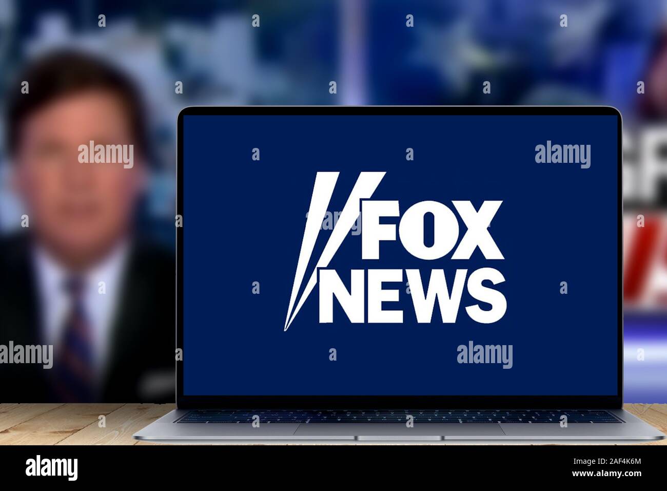 Ordinateur avec le logo de Fox News. Fox News est une chaîne d'information d'abonnement, administré par Fox Corporation. United States, New York, jeudi. Banque D'Images