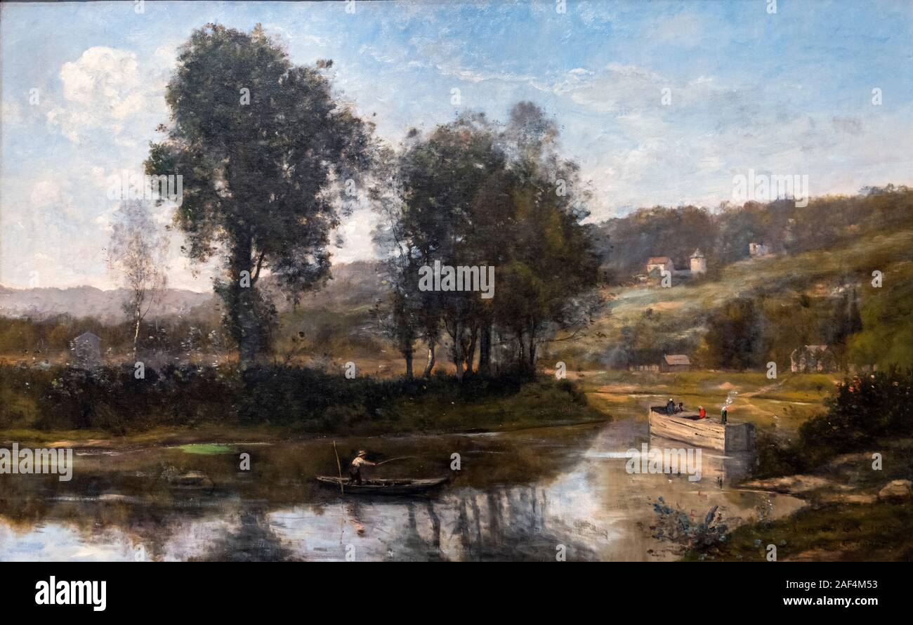 Le coude de la Seine à Port-Marly par Jean-Baptiste-Camille Corot (1796-1875), huile sur toile, 1872 Banque D'Images