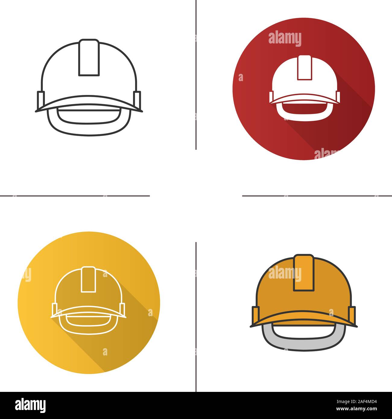 Casque de sécurité industrielle. Modèle plat, linéaire et de couleurs. Casque de sécurité. Illustrations vectorielles Illustration de Vecteur
